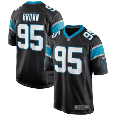 Men's Carolina Panthers Derrick Brown Black Player Game Jersey 01