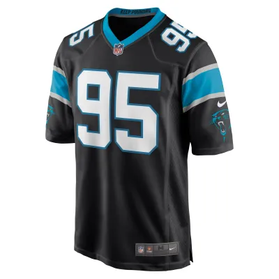 Men's Carolina Panthers Derrick Brown Black Player Game Jersey 02