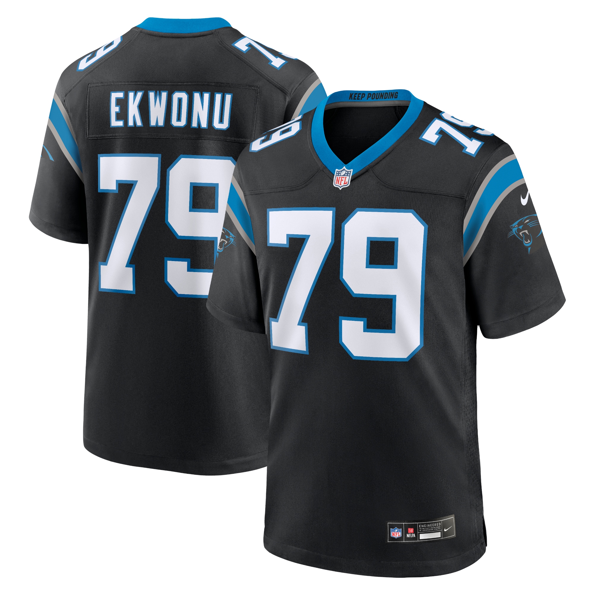Men's Carolina Panthers Ikem Ekwonu Black Game Jersey
