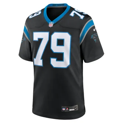 Men's Carolina Panthers Ikem Ekwonu Black Game Jersey 02