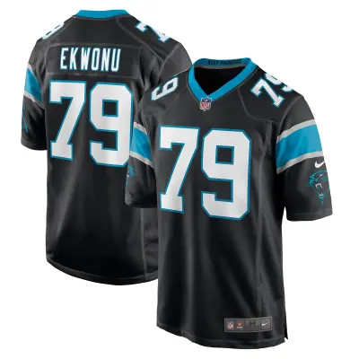 Men's Carolina Panthers Ikem Ekwonu Black Player Game Jersey 01