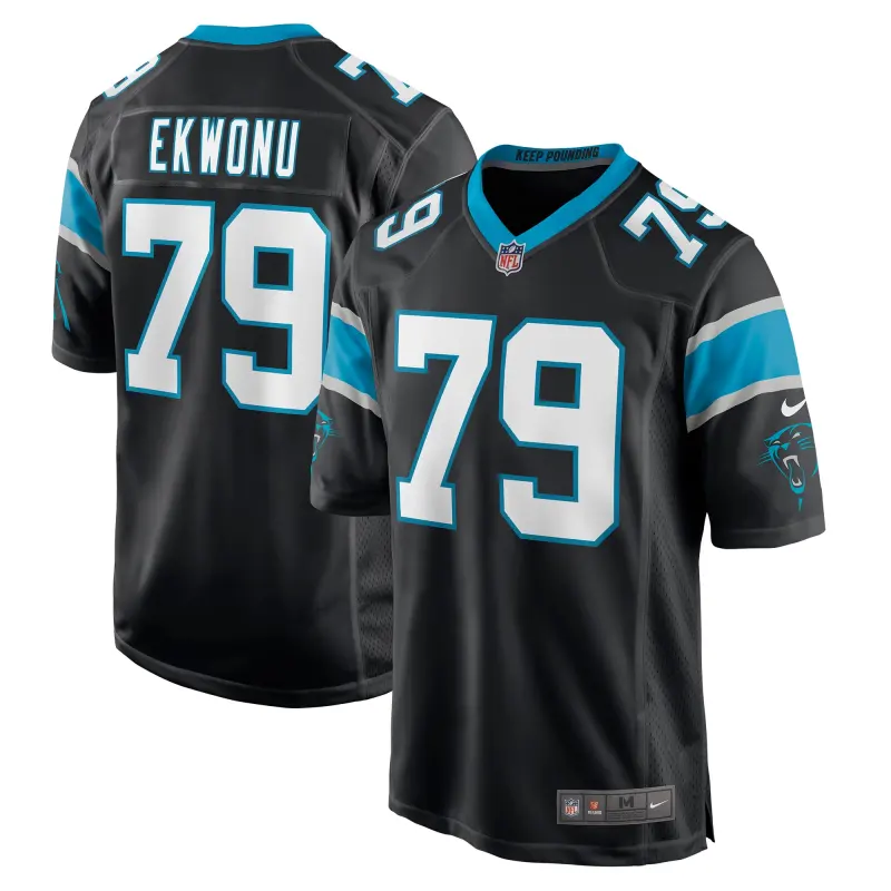 Men's Carolina Panthers Ikem Ekwonu Black Player Game Jersey