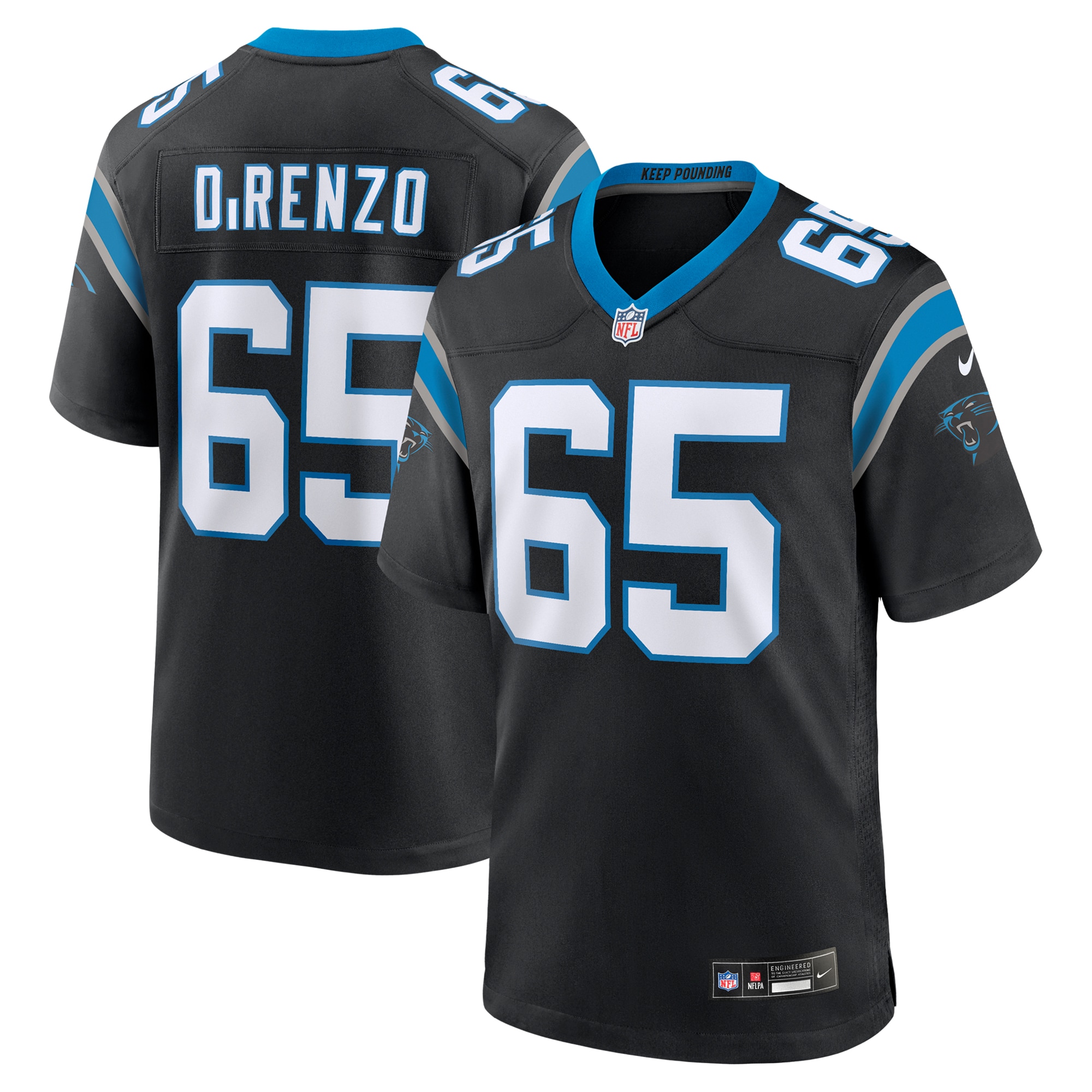 Men's Carolina Panthers J.D. DiRenzo Black Game Jersey