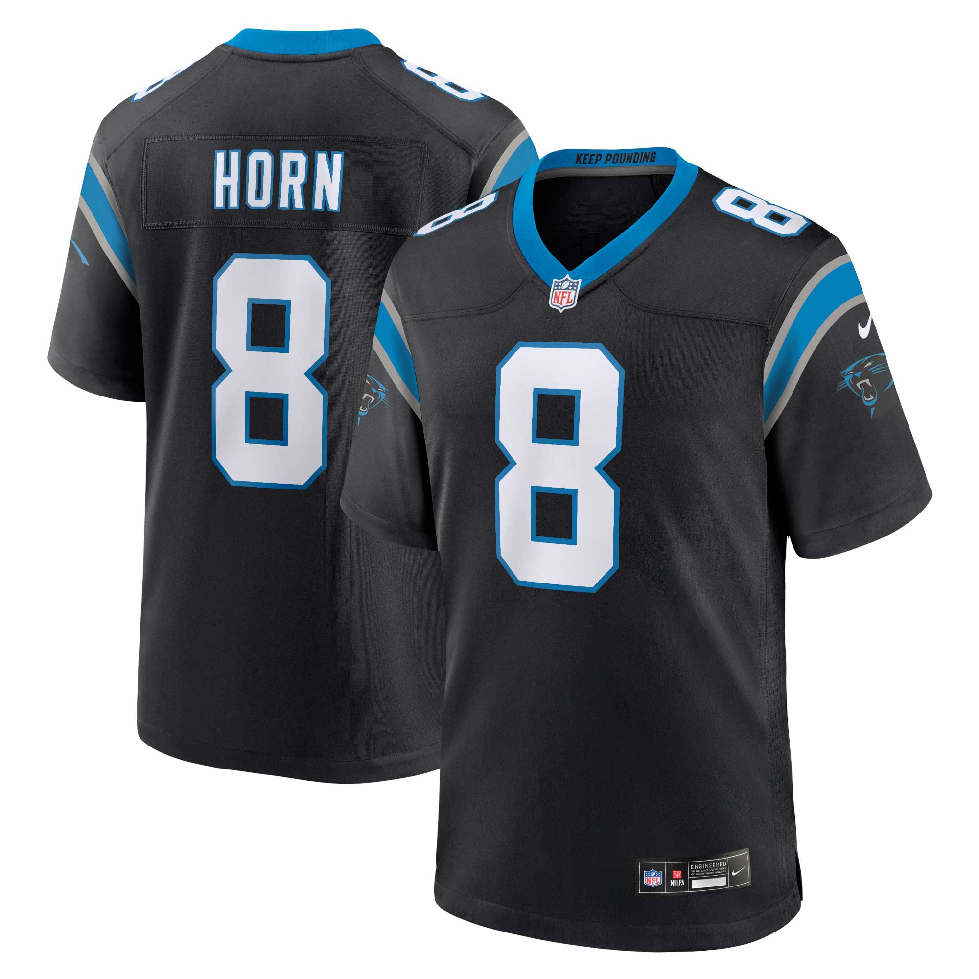 Men's Carolina Panthers Jaycee Horn Black Game Jersey