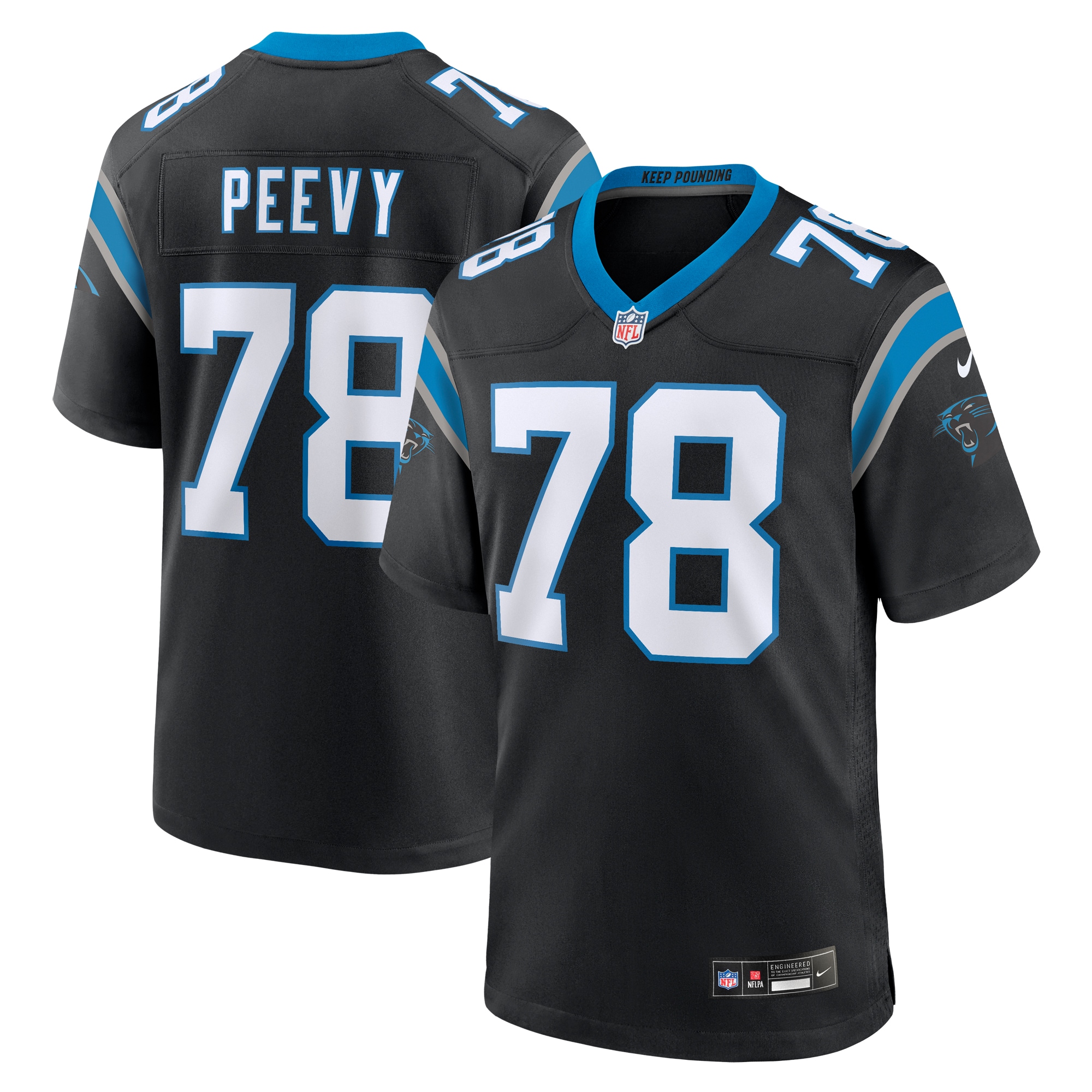 Men's Carolina Panthers Jayden Peevy Black Game Jersey