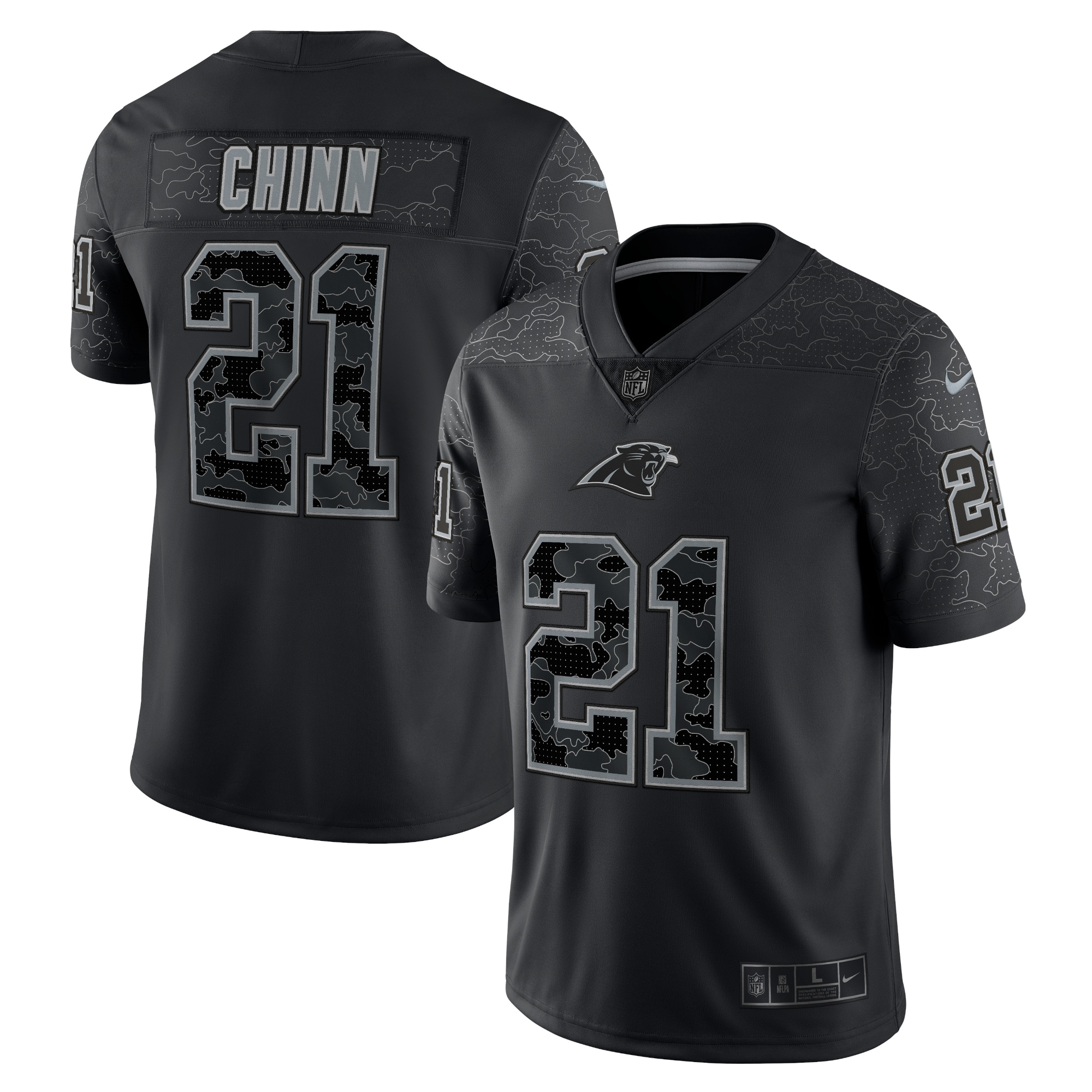 Men's Carolina Panthers Jeremy Chinn Black RFLCTV Limited Jersey