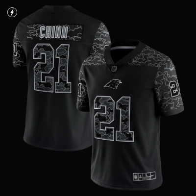 Men's Carolina Panthers Jeremy Chinn Black RFLCTV Limited Jersey 02