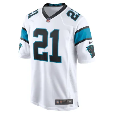 Men's Carolina Panthers Jeremy Chinn White Game Jersey 02