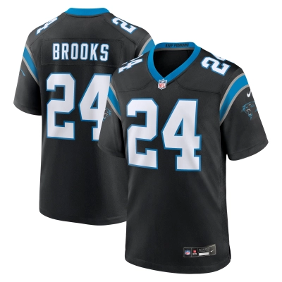 Men's Carolina Panthers Jonathon Brooks Black 2024 NFL Draft Game Jersey 01