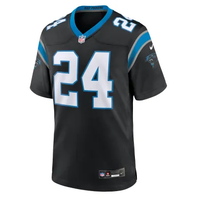 Men's Carolina Panthers Jonathon Brooks Black 2024 NFL Draft Game Jersey 02
