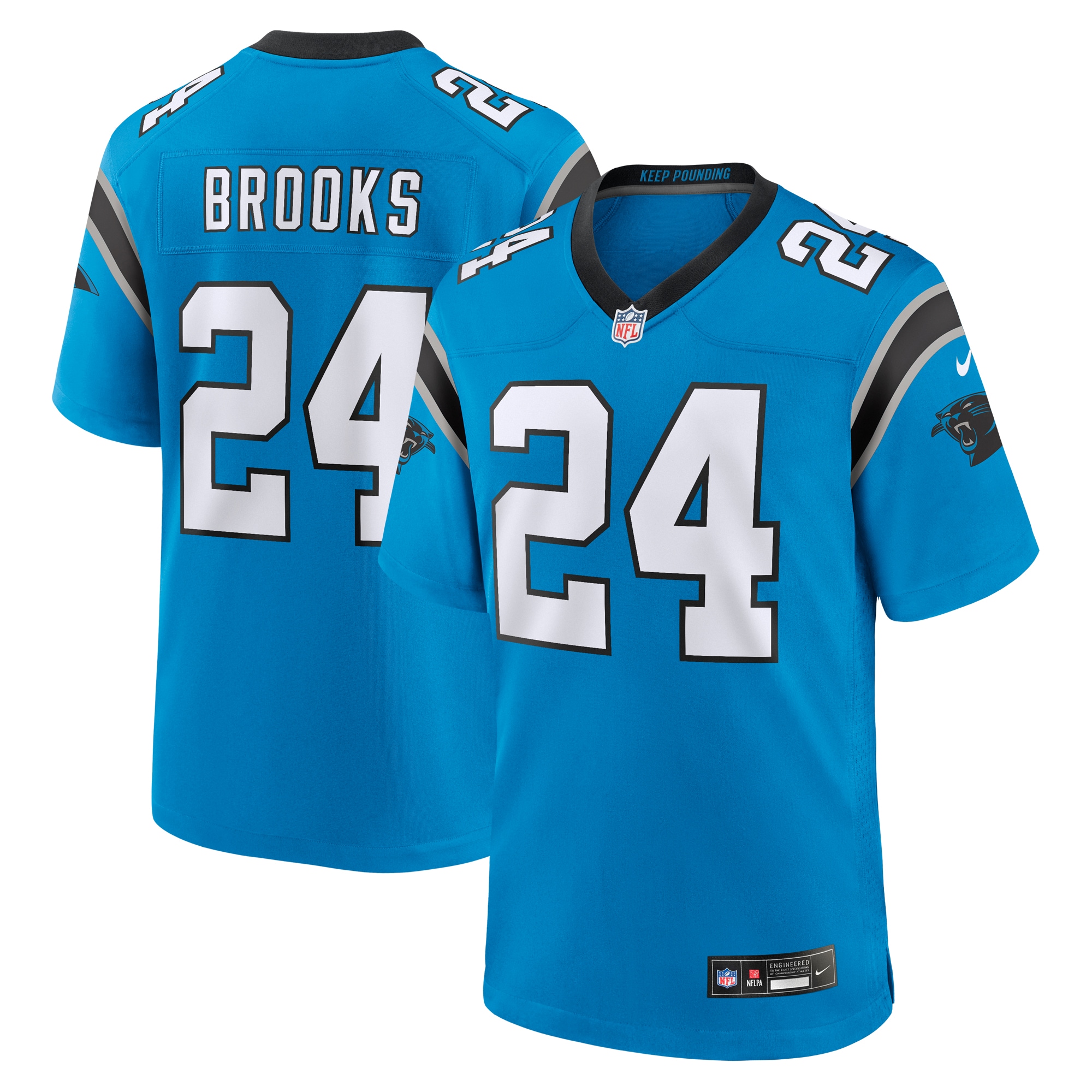 Men's Carolina Panthers Jonathon Brooks Blue 2024 NFL Draft Alternate Game Player Jersey
