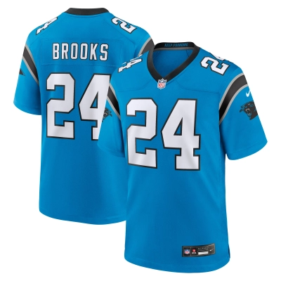 Men's Carolina Panthers Jonathon Brooks Blue 2024 NFL Draft Alternate Game Player Jersey 01