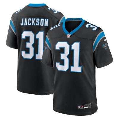 Men's Carolina Panthers Lamar Jackson Black Game Jersey 01