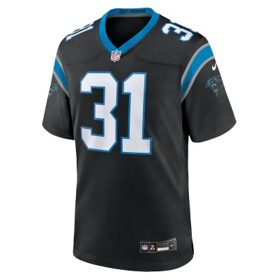 Men's Carolina Panthers Lamar Jackson Black Game Jersey 02