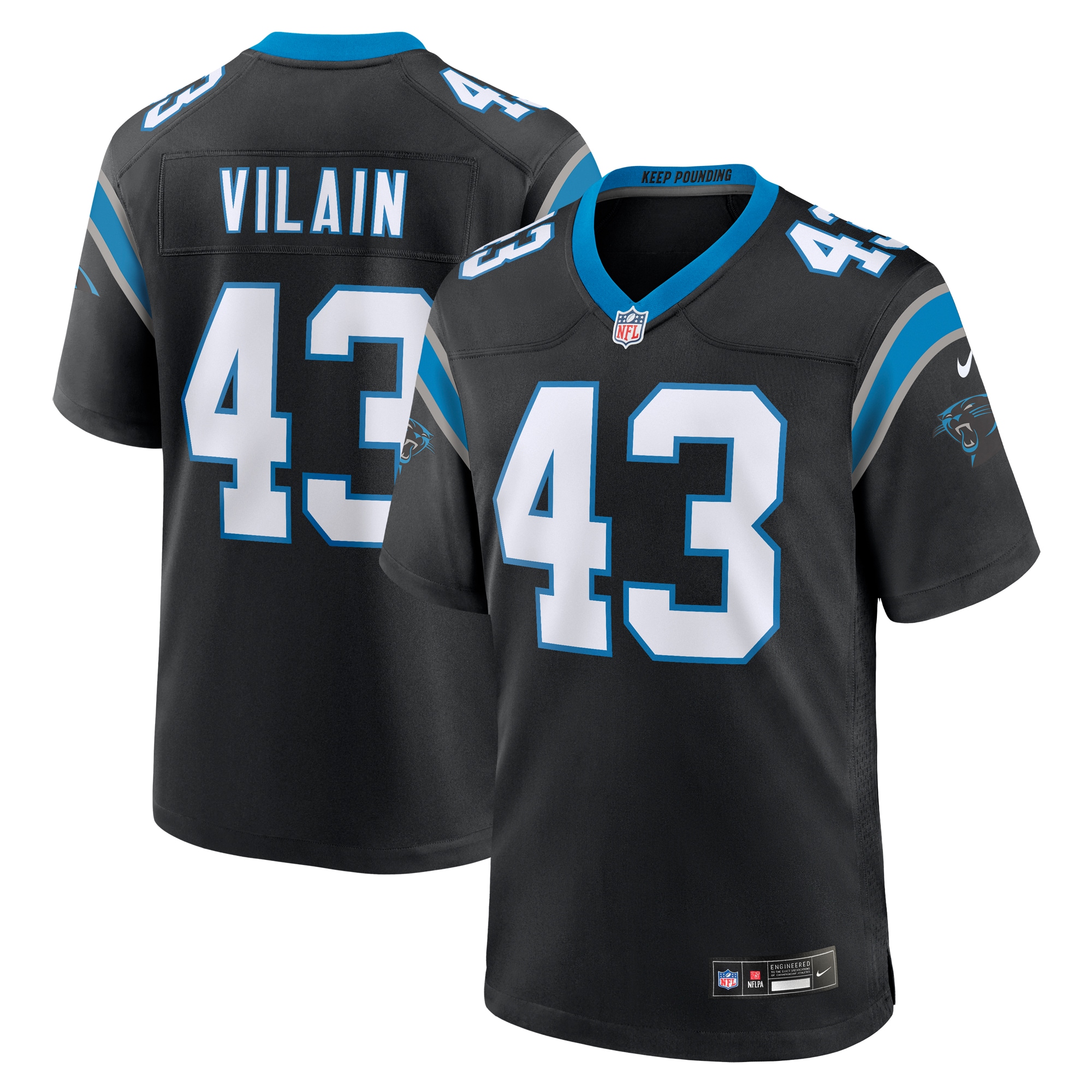 Men's Carolina Panthers Luiji Vilain Black Game Jersey
