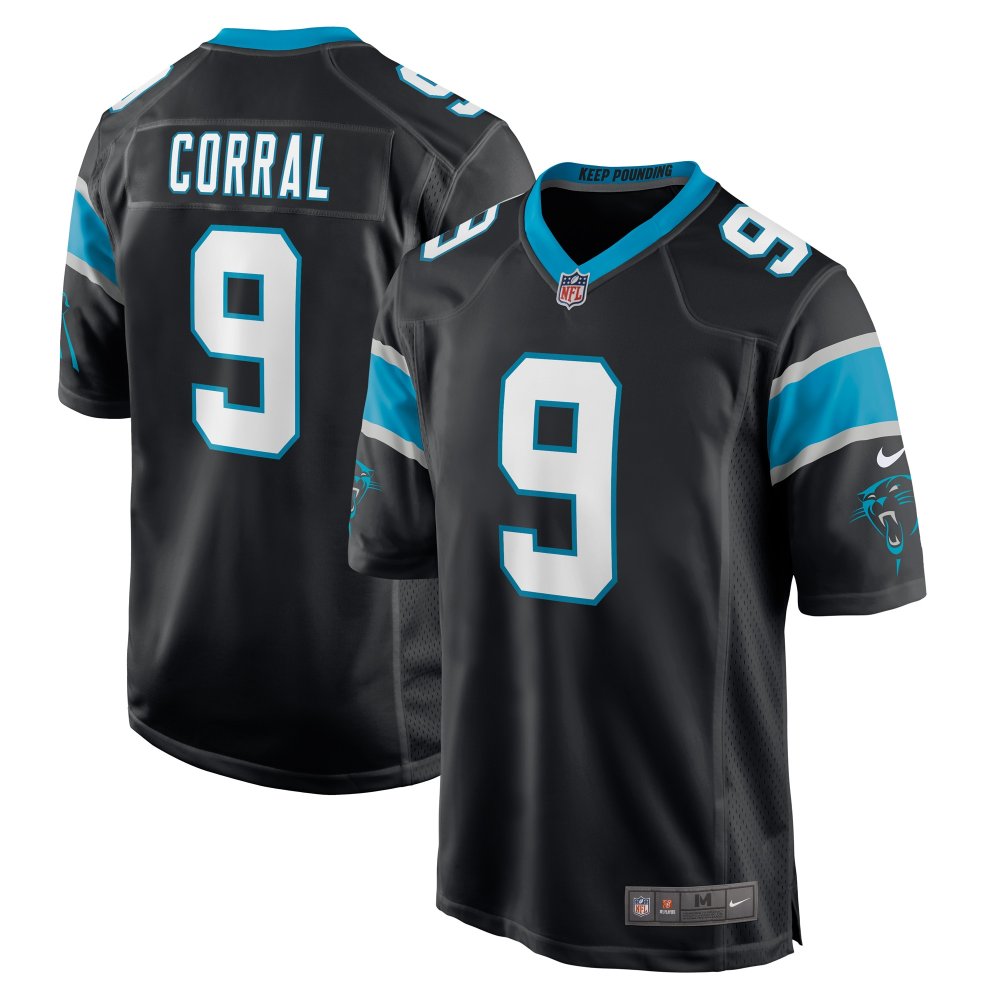 Men's Carolina Panthers Matt Corral Black Player Game Jersey