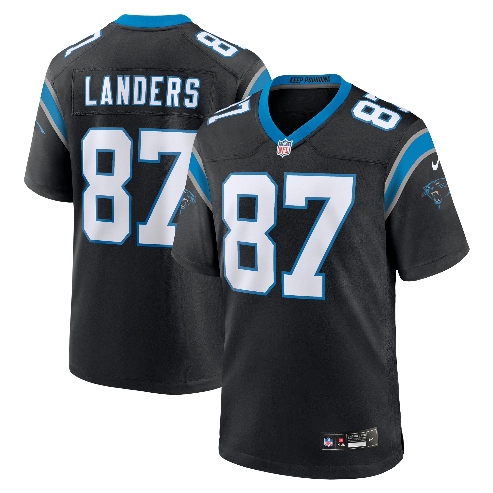 Men's Carolina Panthers Matt Landers Black Game Jersey