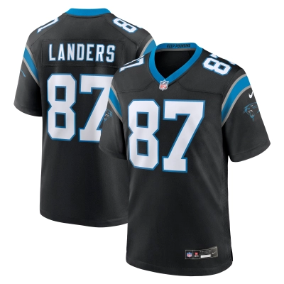 Men's Carolina Panthers Matt Landers Black Game Jersey 01