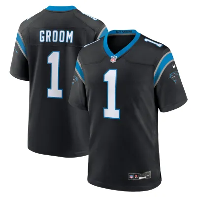 Men's Carolina Panthers Number 1 Groom Black Game Jersey 01