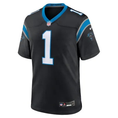Men's Carolina Panthers Number 1 Groom Black Game Jersey 02