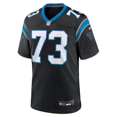 Men's Carolina Panthers Rashard Lawrence Black Game Jersey 02