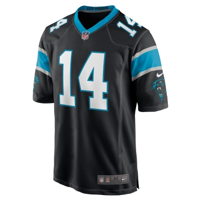 Men's Carolina Panthers Sam Darnold Black Game Player Jersey 02