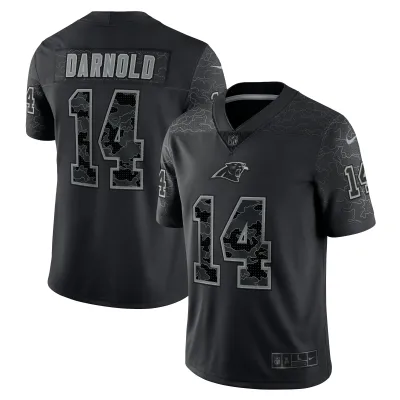 Men's Carolina Panthers Sam Darnold Black RFLCTV Limited Jersey 01