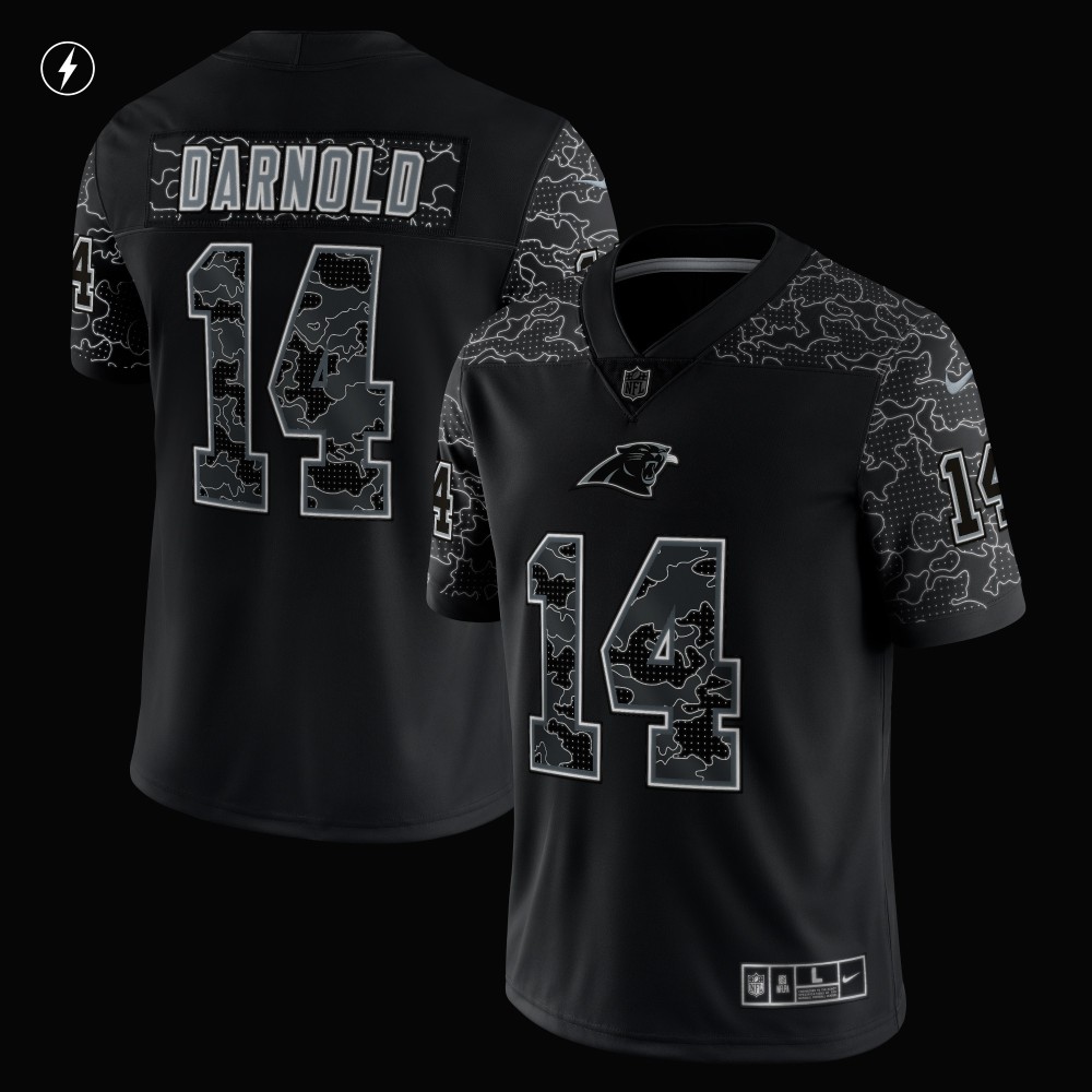 Men's Carolina Panthers Sam Darnold Black RFLCTV Limited Jersey