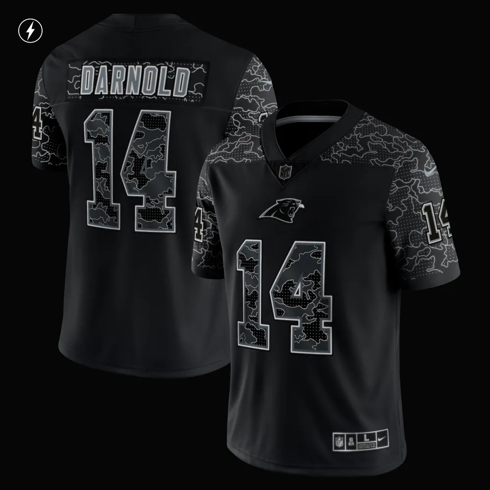 Men's Carolina Panthers Sam Darnold Black RFLCTV Limited Jersey