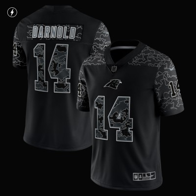 Men's Carolina Panthers Sam Darnold Black RFLCTV Limited Jersey 02