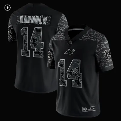 Men's Carolina Panthers Sam Darnold Black RFLCTV Limited Jersey 02