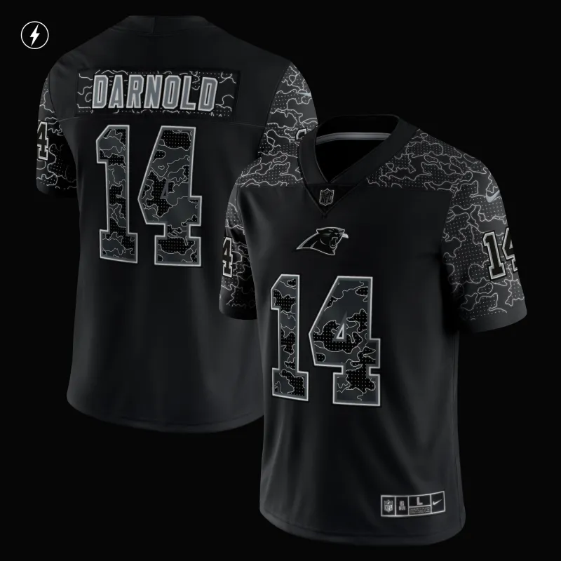 Men's Carolina Panthers Sam Darnold Black RFLCTV Limited Jersey