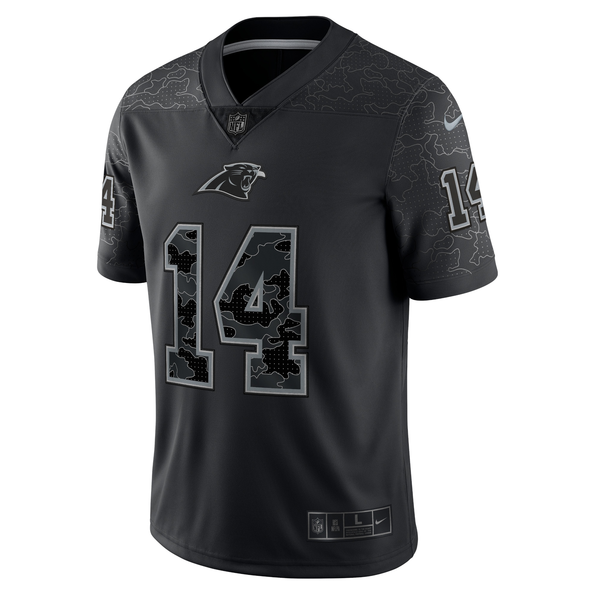 Men's Carolina Panthers Sam Darnold Black RFLCTV Limited Jersey