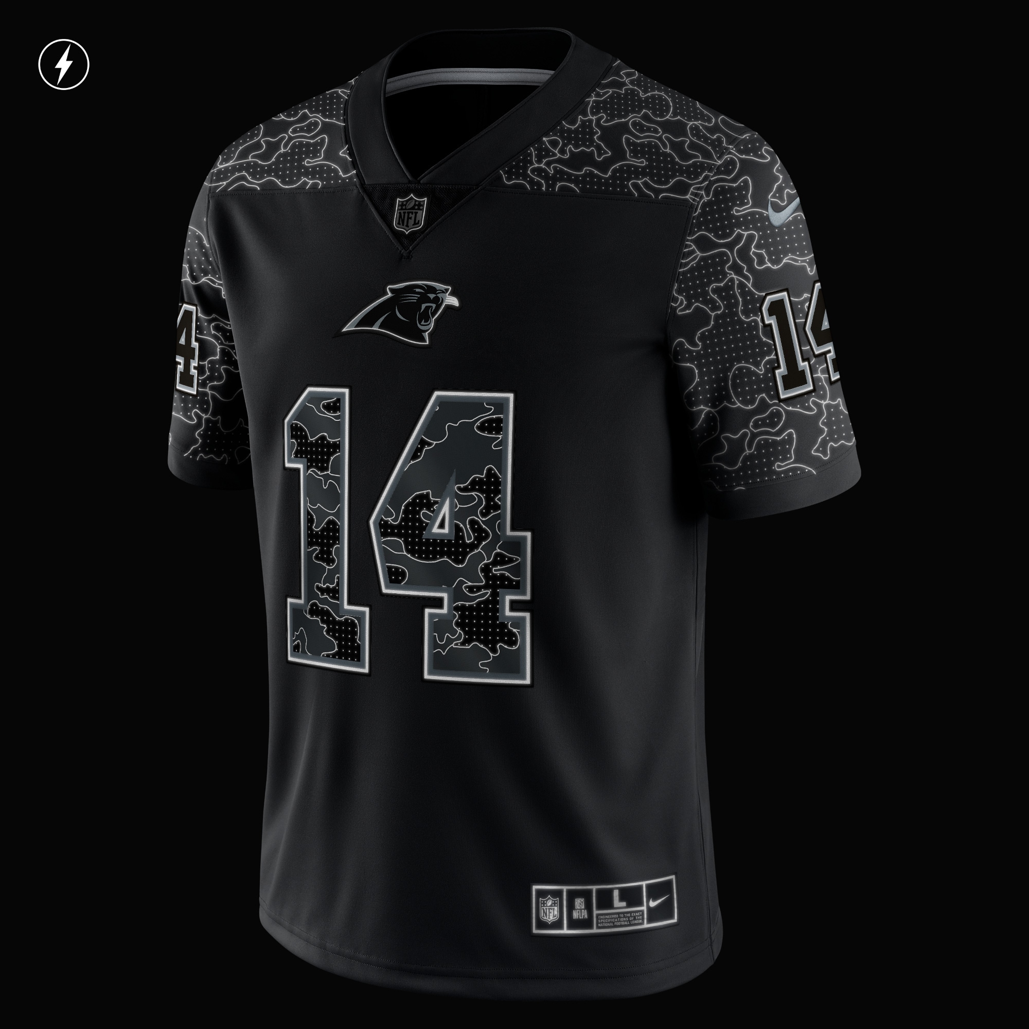 Men's Carolina Panthers Sam Darnold Black RFLCTV Limited Jersey
