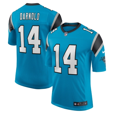 Men's Carolina Panthers Sam Darnold Blue Vapor Limited Jersey 01