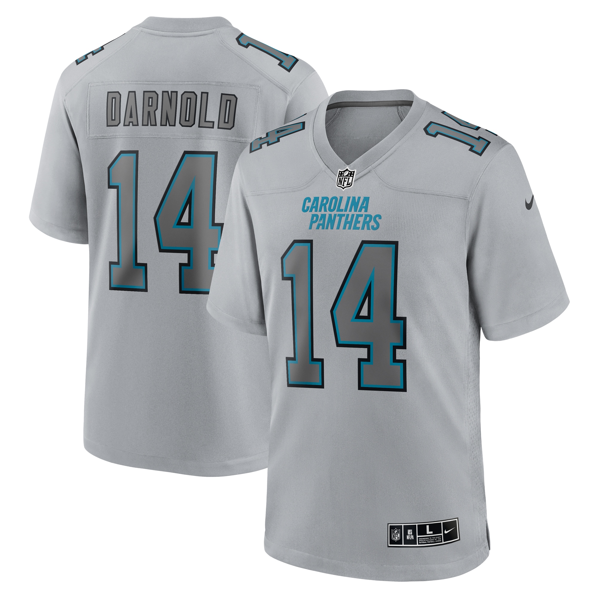 Men's Carolina Panthers Sam Darnold Gray Atmosphere Fashion Game Jersey