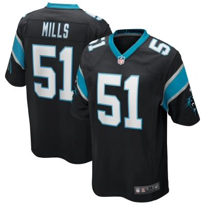 Men's Carolina Panthers Sam Mills Black Game Retired Player Jersey 01