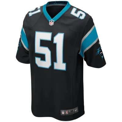 Men's Carolina Panthers Sam Mills Black Game Retired Player Jersey 02