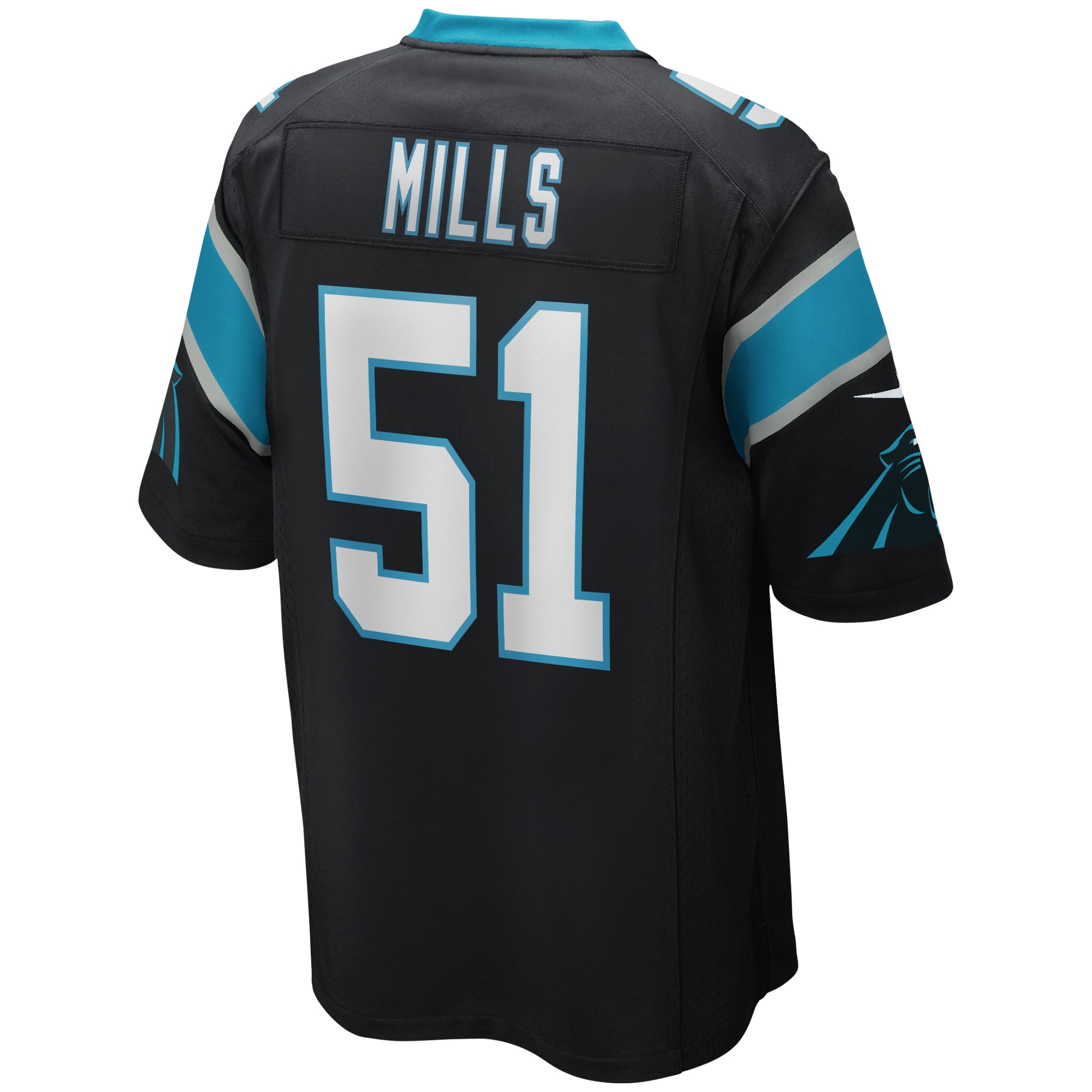 Men's Carolina Panthers Sam Mills Black Game Retired Player Jersey
