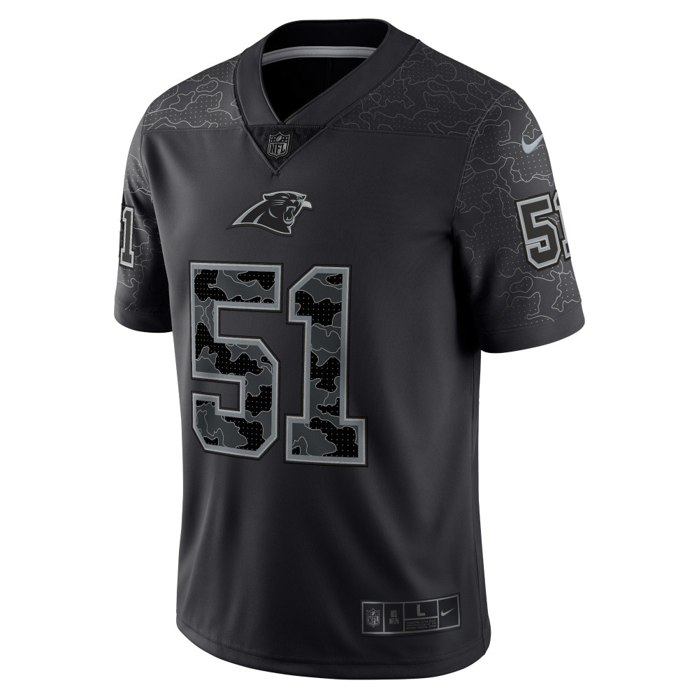 Men's Carolina Panthers Sam Mills Black Retired Player RFLCTV Limited Jersey