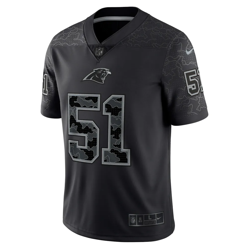 Men's Carolina Panthers Sam Mills Black Retired Player RFLCTV Limited Jersey