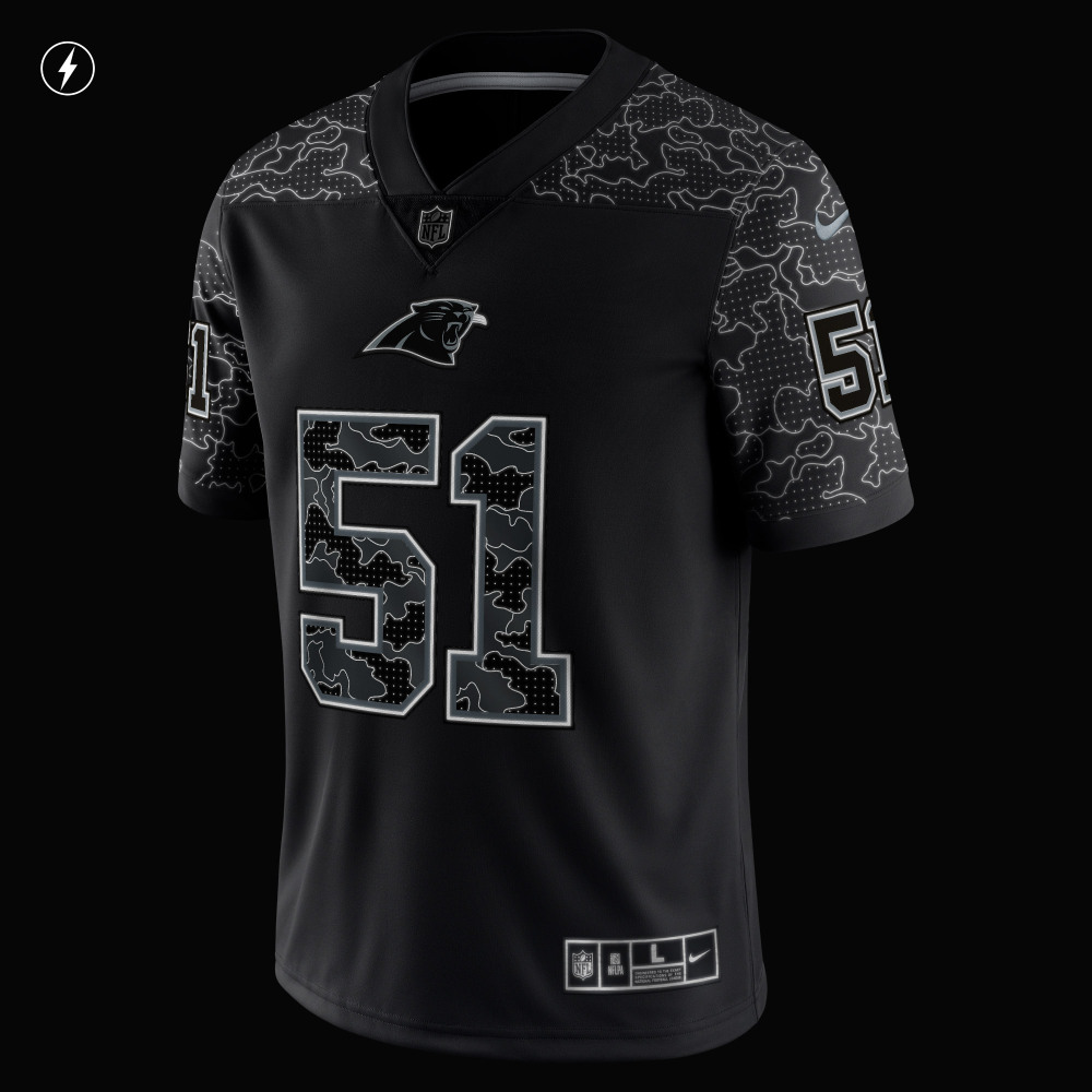 Men's Carolina Panthers Sam Mills Black Retired Player RFLCTV Limited Jersey