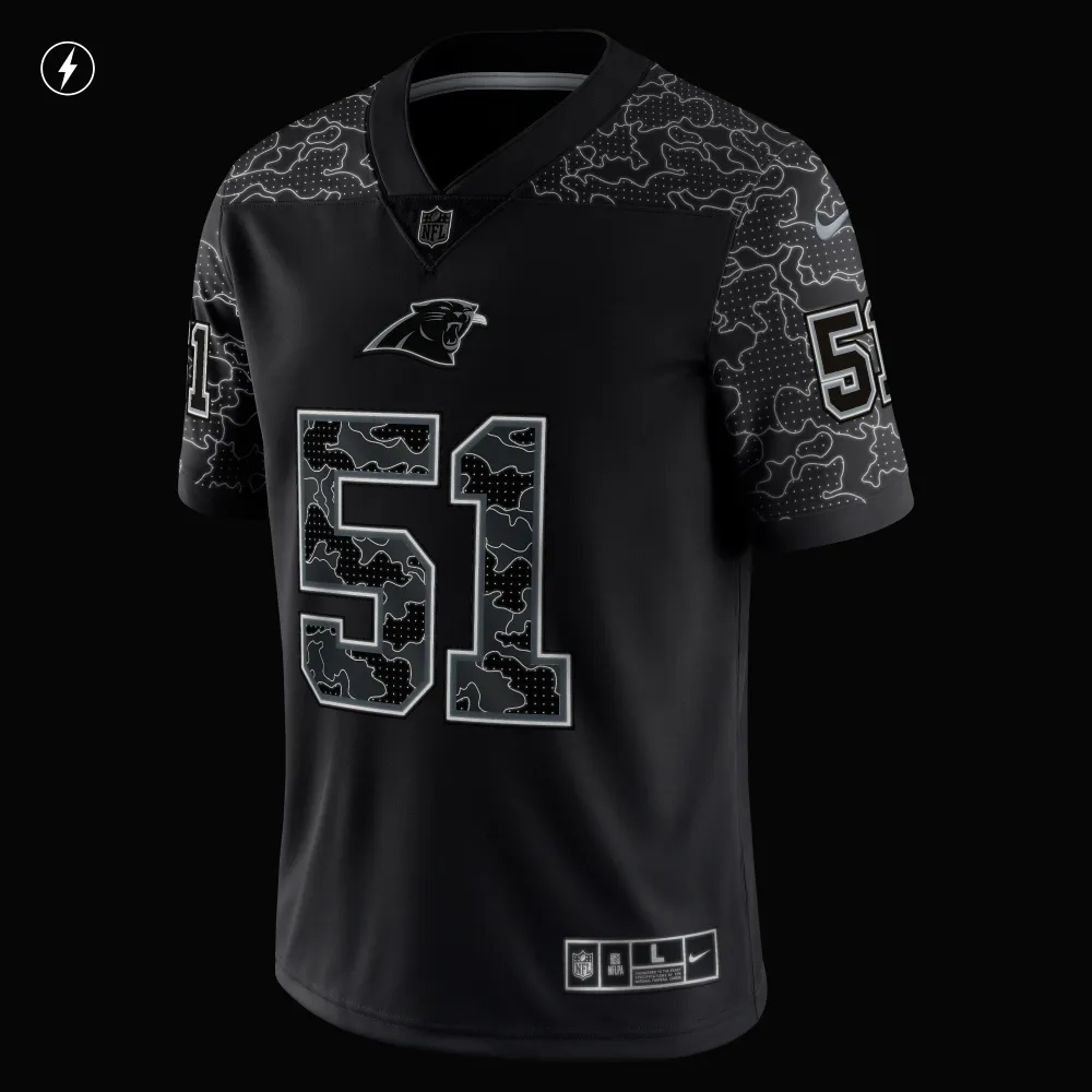 Men's Carolina Panthers Sam Mills Black Retired Player RFLCTV Limited Jersey