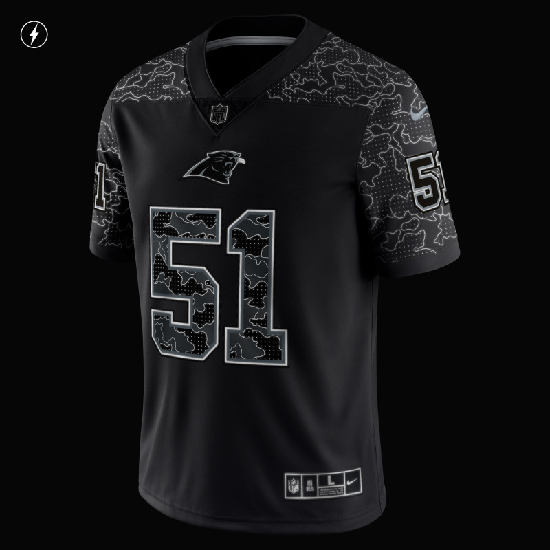 Men's Carolina Panthers Sam Mills Black Retired Player RFLCTV Limited Jersey