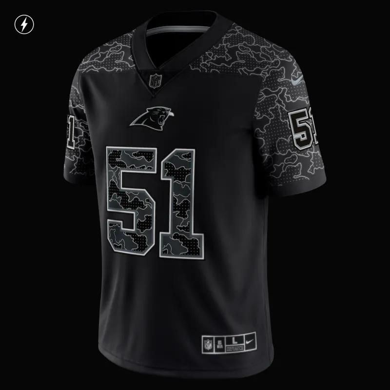 Men's Carolina Panthers Sam Mills Black Retired Player RFLCTV Limited Jersey