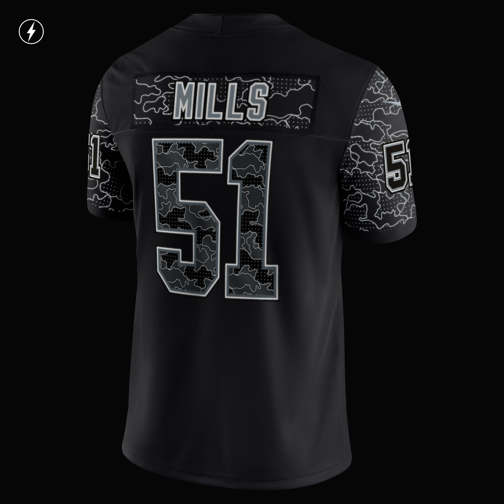 Men's Carolina Panthers Sam Mills Black Retired Player RFLCTV Limited Jersey
