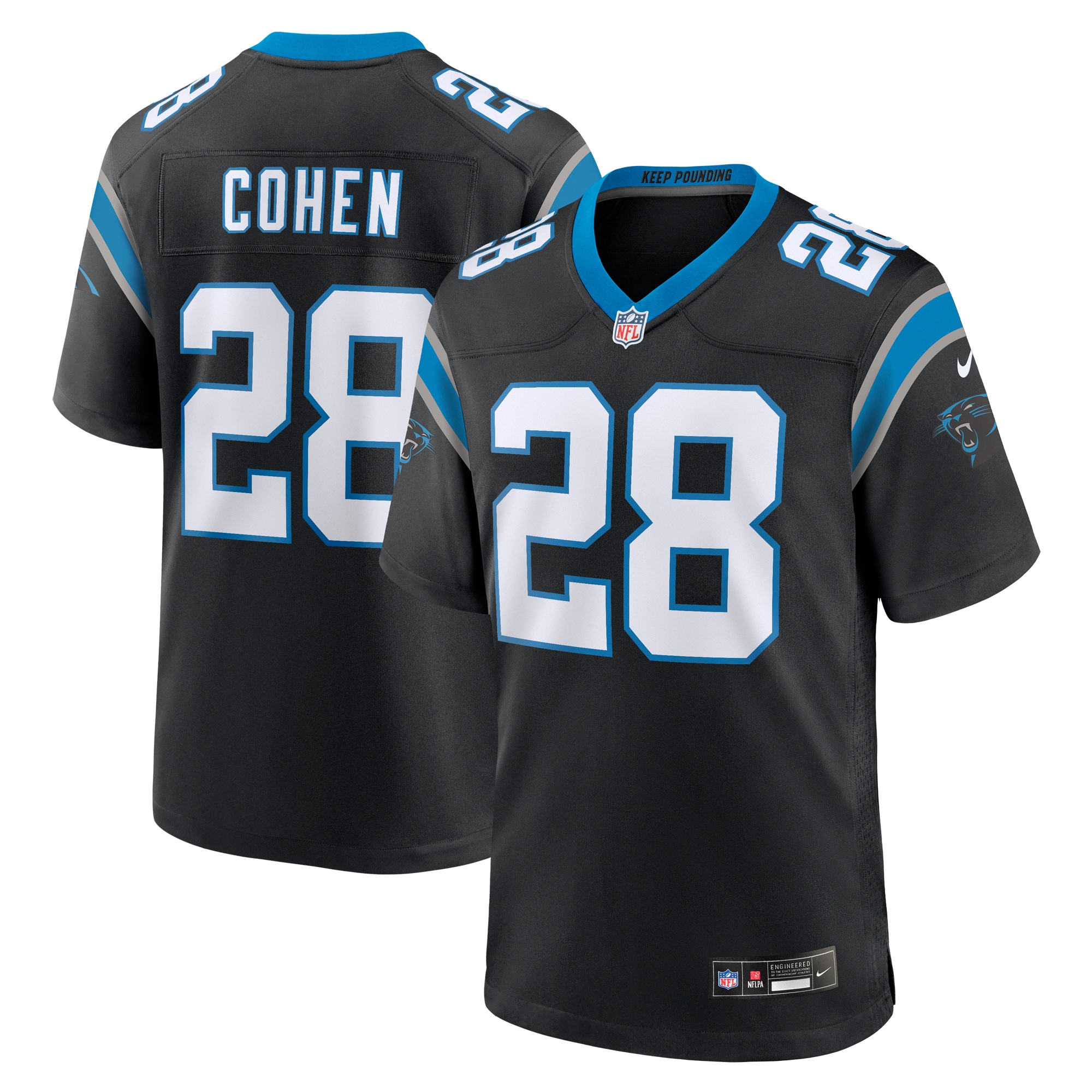 Men's Carolina Panthers Tarik Cohen  Black Game Jersey