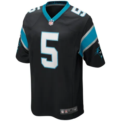 Men's Carolina Panthers Teddy Bridgewater Black Game Player Jersey 02