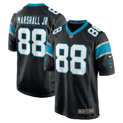 Men's Carolina Panthers Terrace Marshall Jr. Black 2021 NFL Draft Pick Player Game Jersey 01