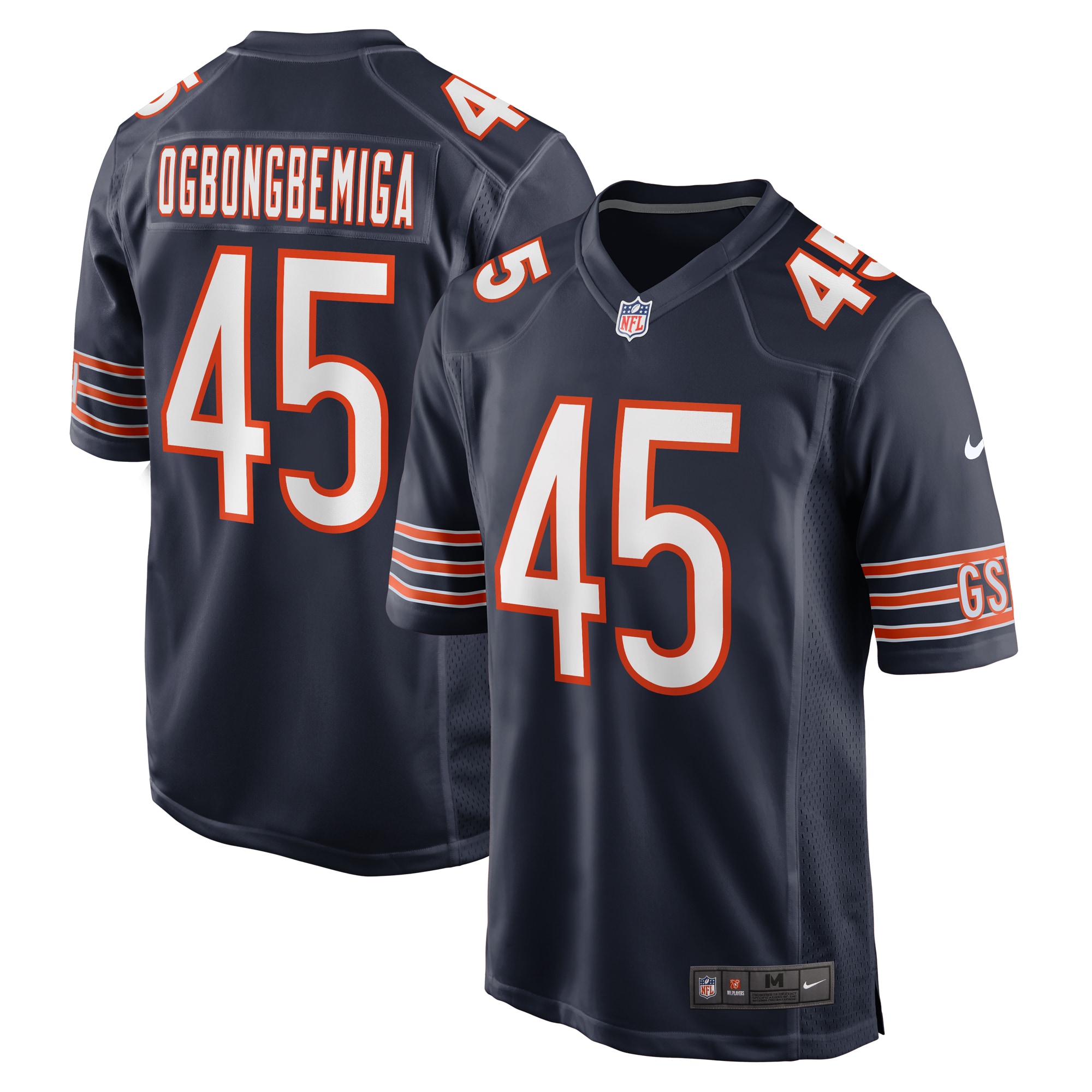 Men's Chicago Bears Amen Ogbongbemiga Navy Game Jersey
